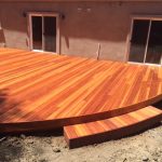 Redwood deck with step.