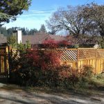 Street view of redwood gate.