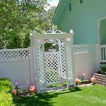 White trellis and gate.