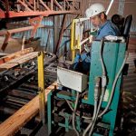 An edgerman controls the circular saws of the edger.